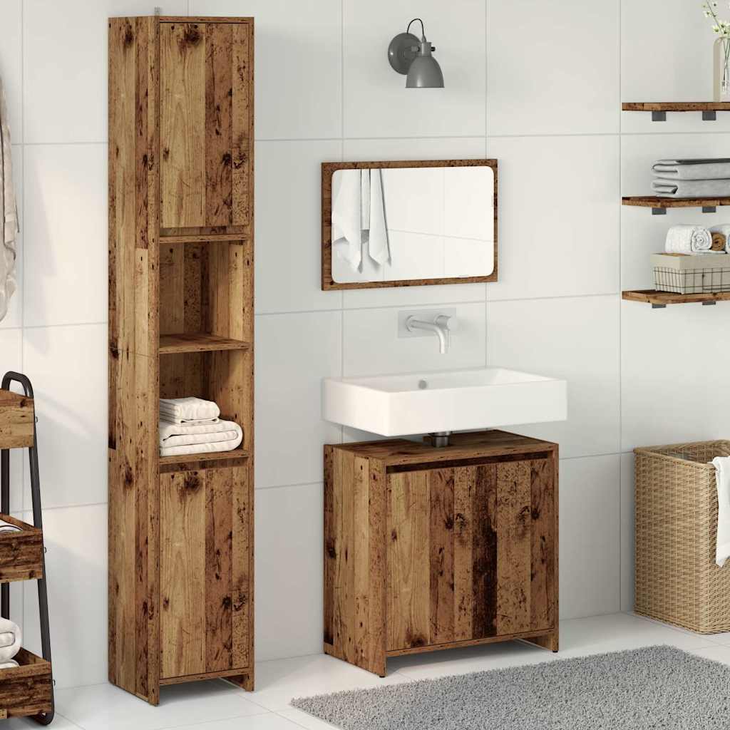 vidaXL Set Mobili da Bagno 3 pz Legno Antico in Legno Multistrato