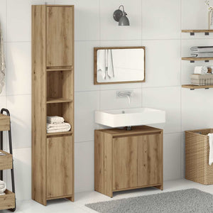 vidaXL Set Mobili da Bagno 3 pz Rovere Artigianale Legno Multistrato