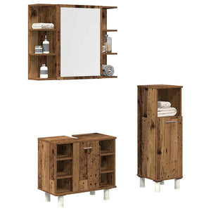 vidaXL Set Mobili da Bagno 3 pz Legno Antico in Legno Multistrato