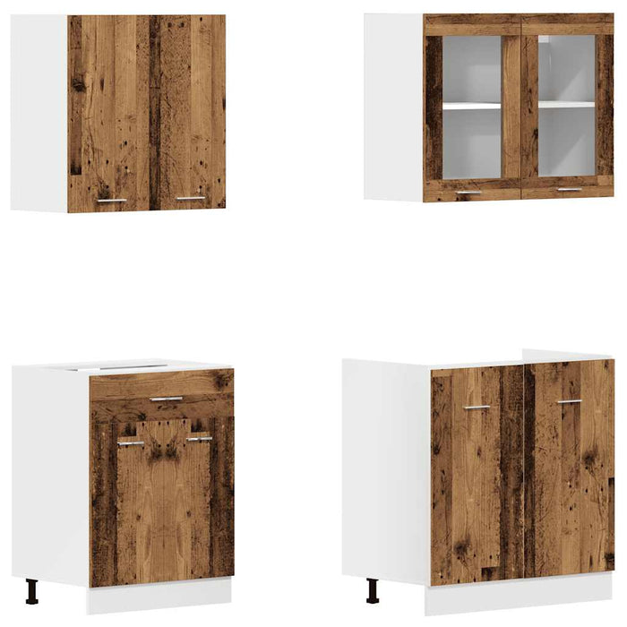 Set di Mobili da Cucina 4 pz Lyon Legno Antico in Truciolato 3328573