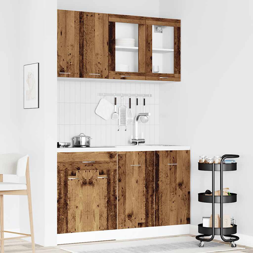 Set di Mobili da Cucina 4 pz Lyon Legno Antico in Truciolato 3328573