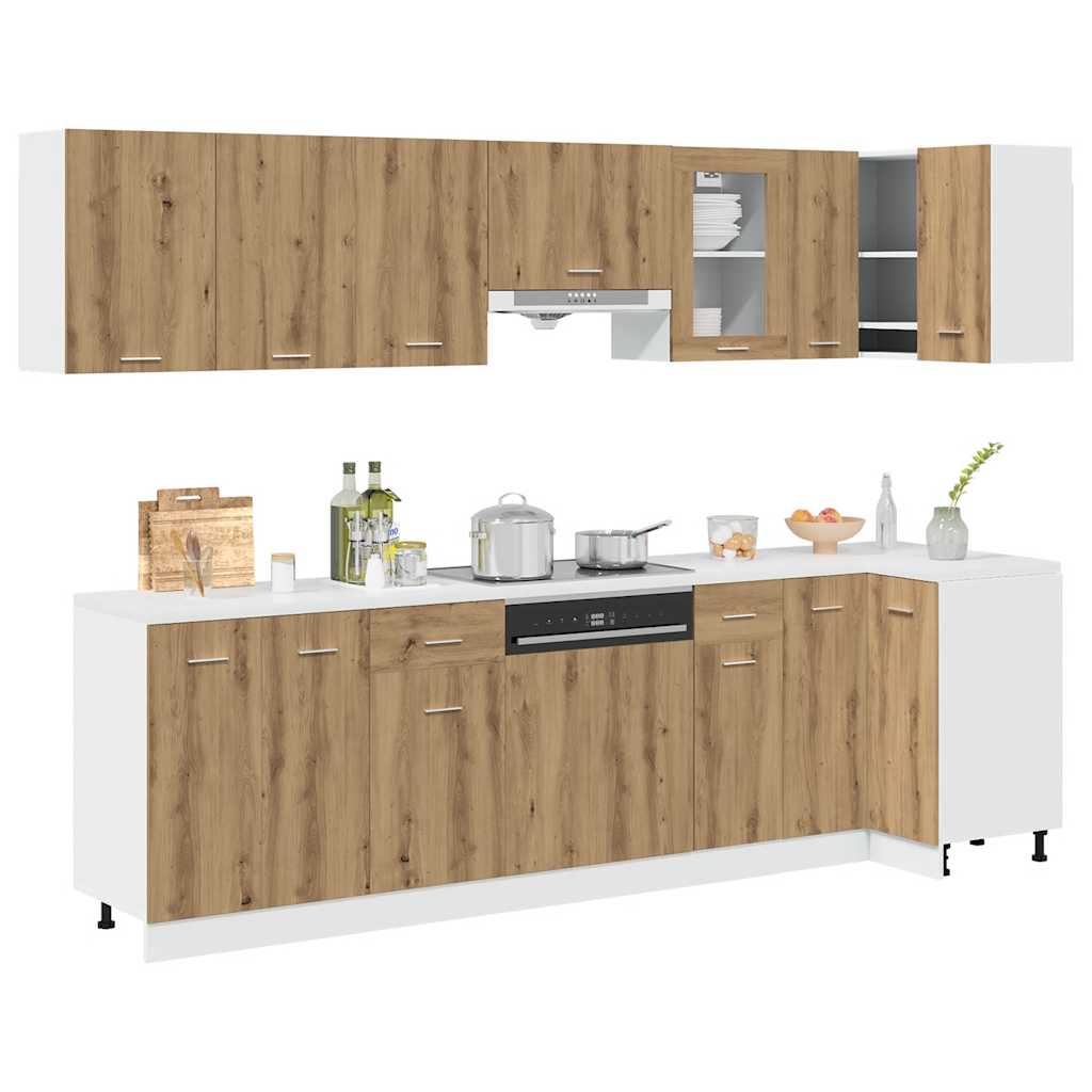 Set di Mobili da Cucina 11 pz Rovere Artigianale Truciolato