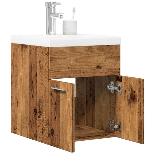 Set Mobili da Bagno 2 pz Legno Antico in Legno Multistrato