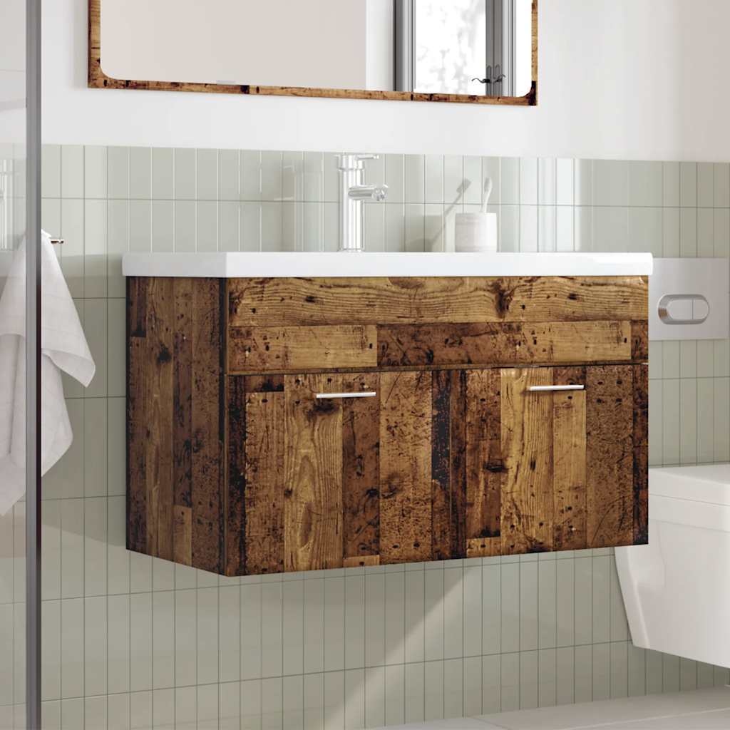 Set Mobili da Bagno 2 pz Legno Antico in Legno Multistrato