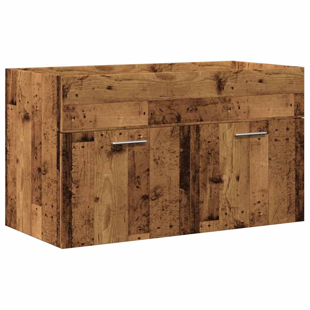 Set Mobili da Bagno 2 pz Legno Antico in Legno Multistrato