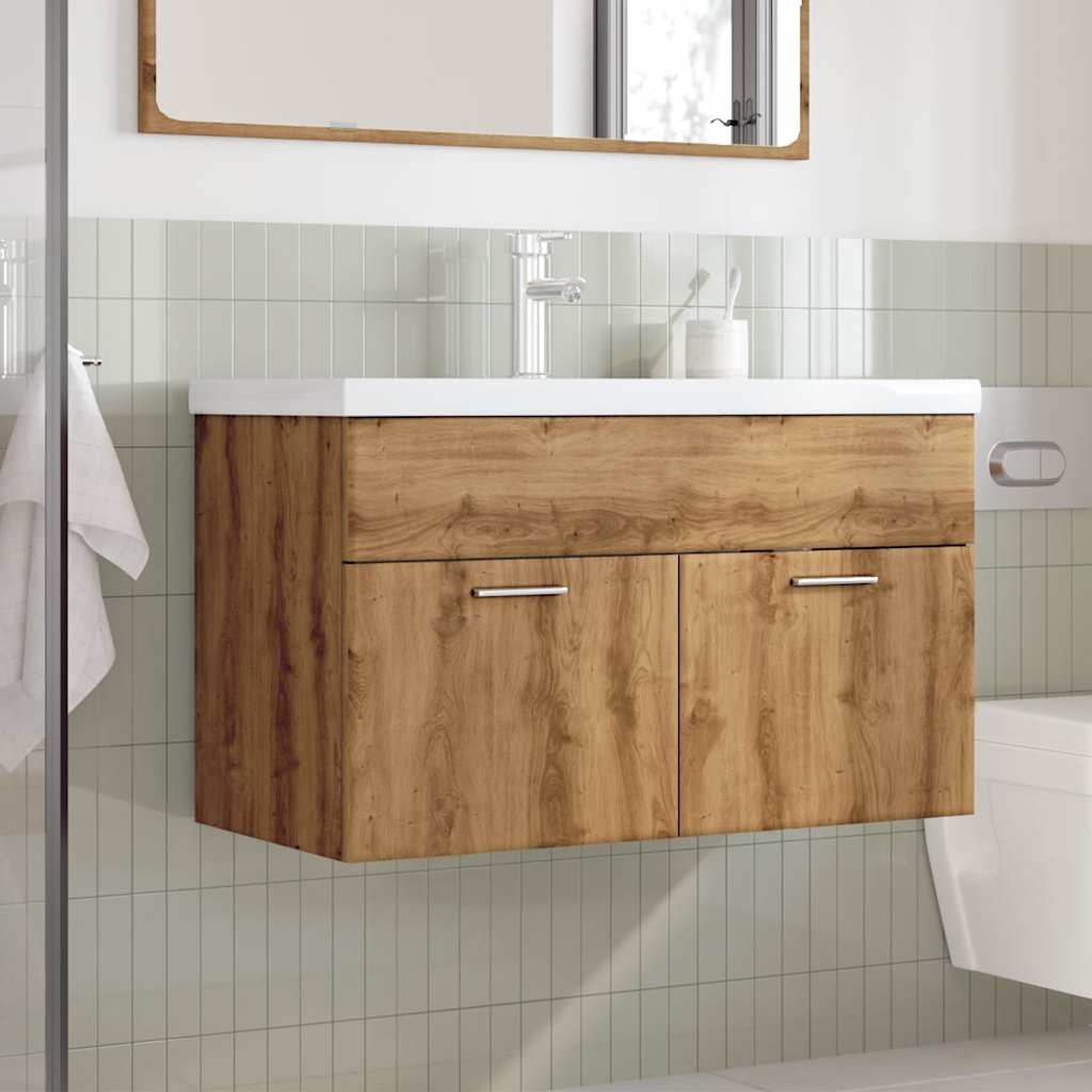 vidaXL Set Mobili da Bagno 2 pz Rovere Artigianale Legno Multistrato