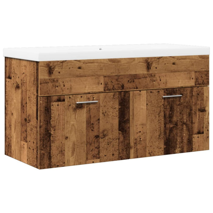 Mobile da Bagno con Lavabo Integrato-Armadietto da bagno con Lavandino Legno Antico