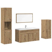 vidaXL Set Mobili da Bagno 4 pz Rovere Artigianale Legno Multistrato