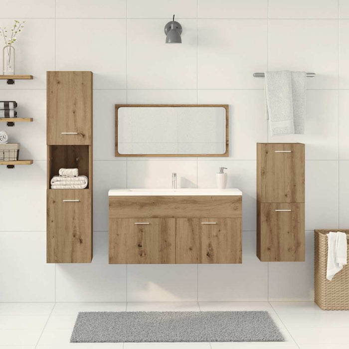 vidaXL Set Mobili da Bagno 4 pz Rovere Artigianale Legno Multistrato