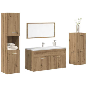 vidaXL Set Mobili da Bagno 4 pz Rovere Artigianale Legno Multistrato