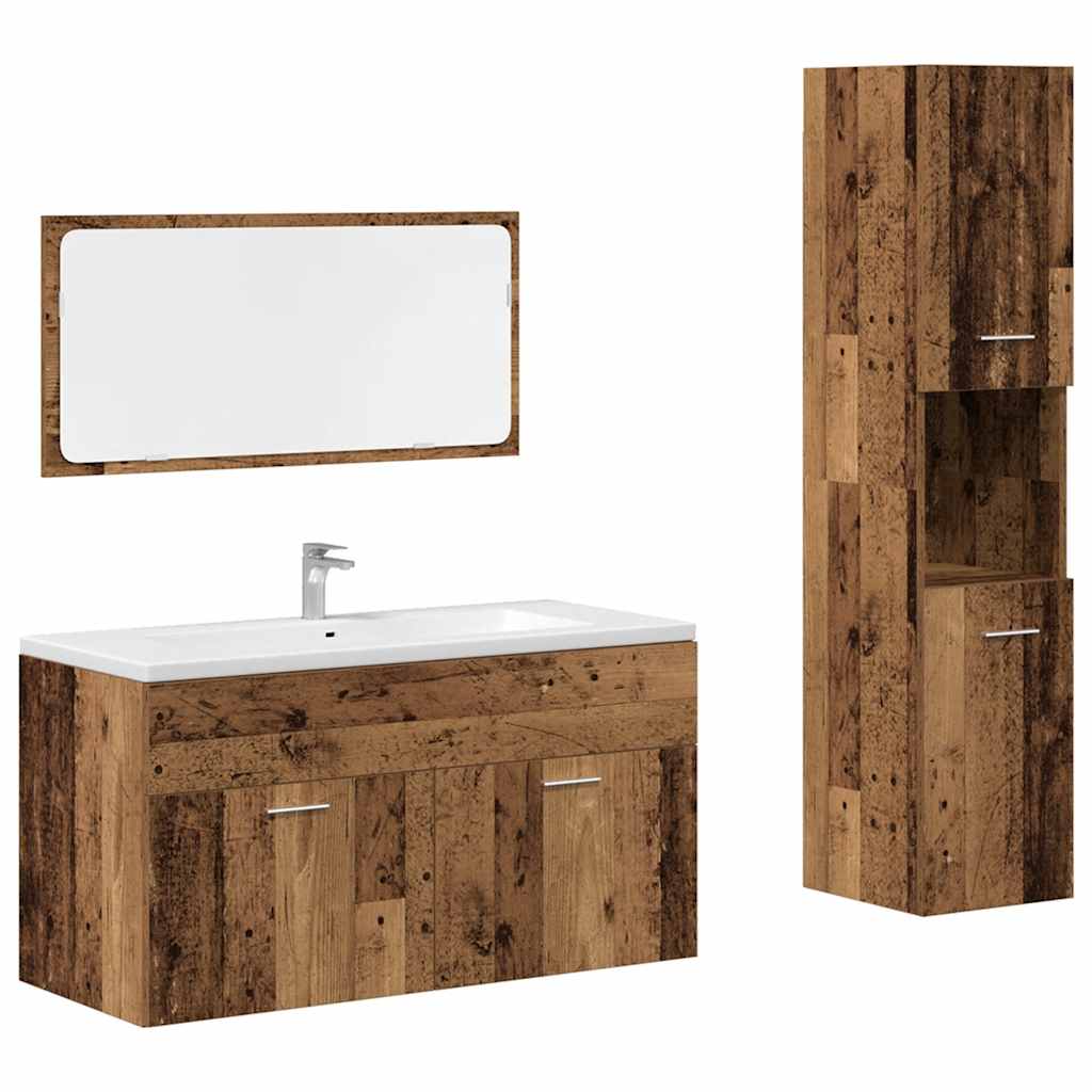 Set Mobili da Bagno 3 pz Legno Antico in Legno Multistrato 3328591