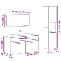 Set Mobili da Bagno 3 pz Legno Antico in Legno Multistrato 3328591