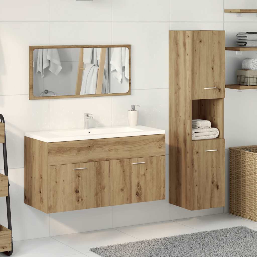 Set Mobili da Bagno 3 pz Rovere Artigianale Legno Multistrato 3328592