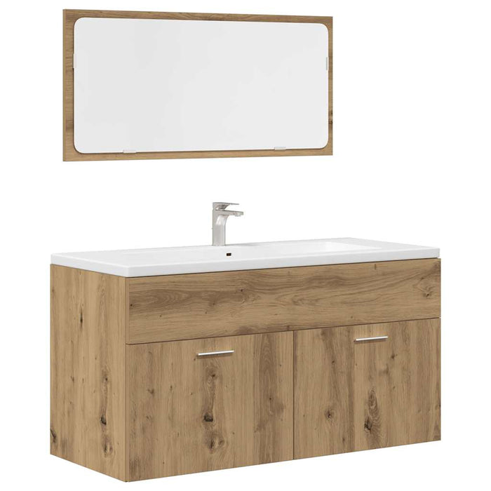 vidaXL Set Mobili da Bagno 3 pz Rovere Artigianale Legno Multistrato