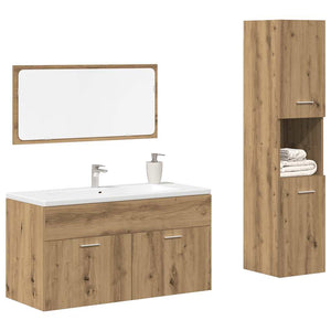 vidaXL Set Mobili da Bagno 3 pz Rovere Artigianale Legno Multistrato