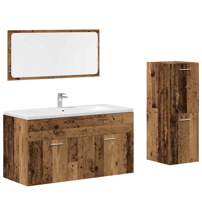 Set Mobili da Bagno 3 pz Legno Antico in Legno Multistrato 3328593