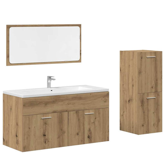 Set Mobili da Bagno 3 pz Rovere Artigianale Legno Multistrato 3328594