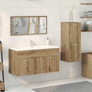 Set Mobili da Bagno 3 pz Rovere Artigianale Legno Multistrato