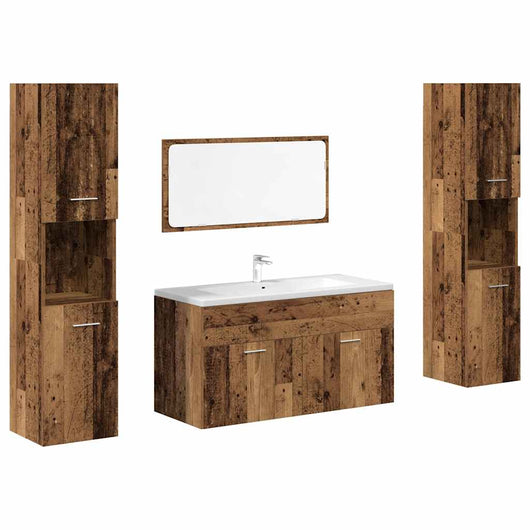 Set Mobili da Bagno 4 pz Legno Antico in Legno Multistrato 3328595