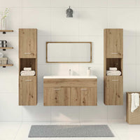 Set Mobili da Bagno 4 pz Rovere Artigianale Legno Multistrato