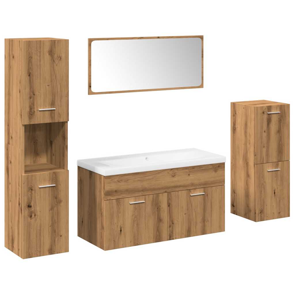 Set Mobili da Bagno 5 pz Rovere Artigianale Legno Multistrato 3328598