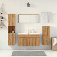 vidaXL Set Mobili da Bagno 5 pz Rovere Artigianale Legno Multistrato