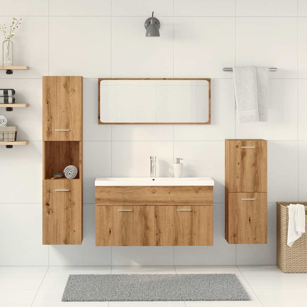 Set Mobili da Bagno 5 pz Rovere Artigianale Legno Multistrato 3328598