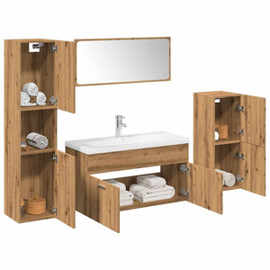 vidaXL Set Mobili da Bagno 5 pz Rovere Artigianale Legno Multistrato