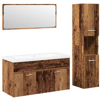 vidaXL Set Mobili da Bagno 4 pz Legno Antico in Legno Multistrato