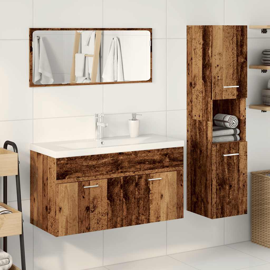 vidaXL Set Mobili da Bagno 4 pz Legno Antico in Legno Multistrato