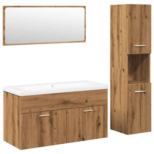 vidaXL Set Mobili da Bagno 4 pz Rovere Artigianale Legno Multistrato