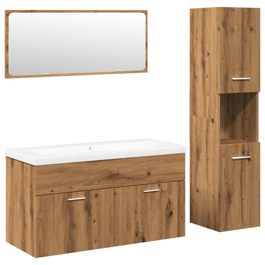 vidaXL Set Mobili da Bagno 4 pz Rovere Artigianale Legno Multistrato
