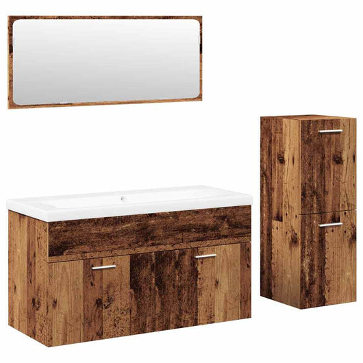 vidaXL Set Mobili da Bagno 4 pz Legno Antico in Legno Multistrato