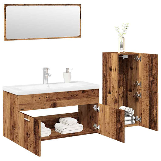 vidaXL Set Mobili da Bagno 4 pz Legno Antico in Legno Multistrato