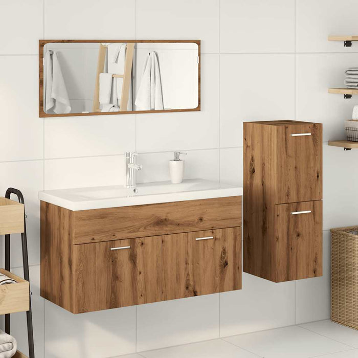 vidaXL Set Mobili da Bagno 4 pz Rovere Artigianale Legno Multistrato