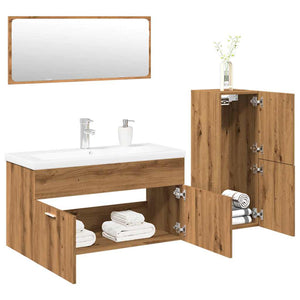 vidaXL Set Mobili da Bagno 4 pz Rovere Artigianale Legno Multistrato
