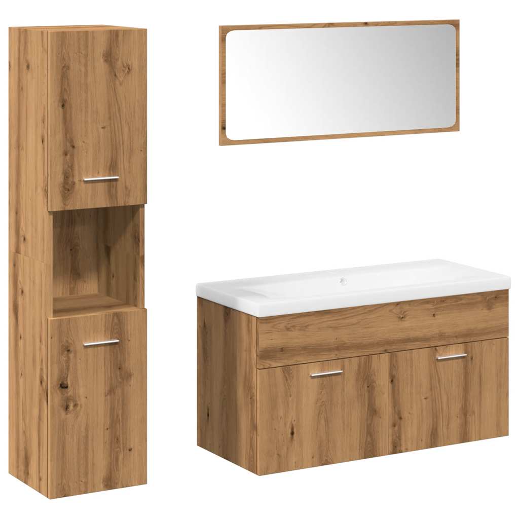 Set Mobili da Bagno 5 pz Rovere Artigianale Legno Multistrato
