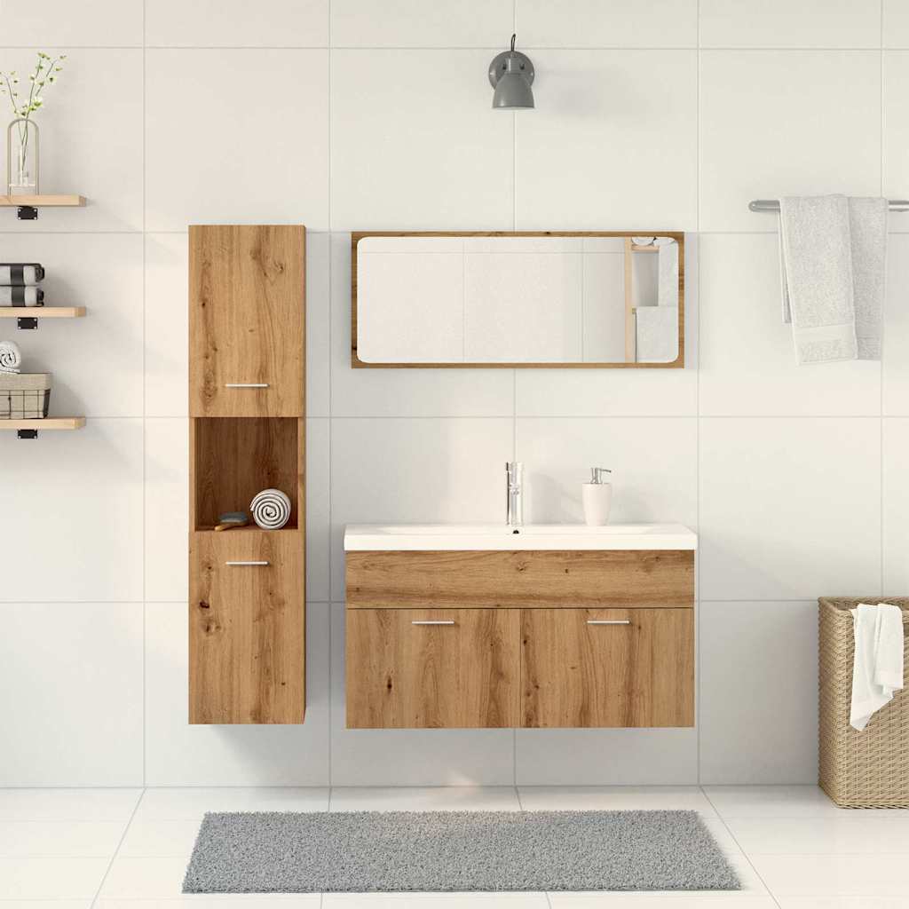 Set Mobili da Bagno 5 pz Rovere Artigianale Legno Multistrato