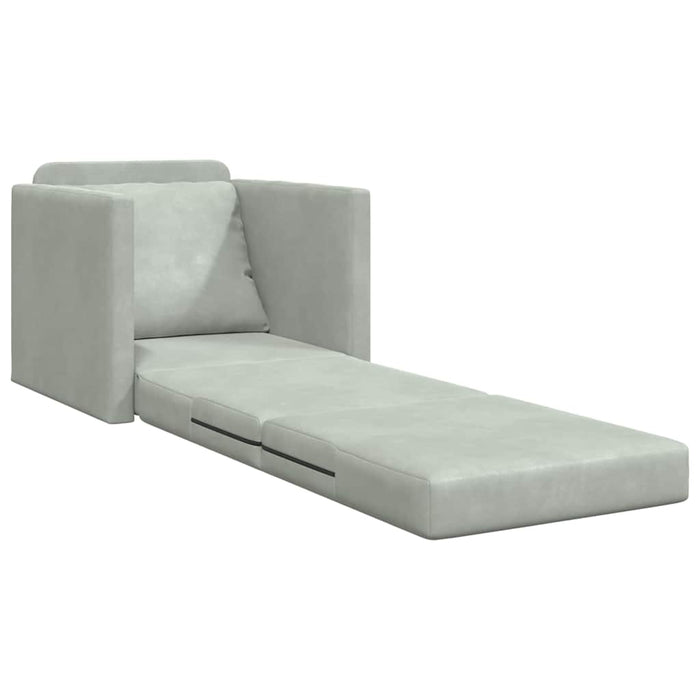 Divano Letto con cuscino Grigio chiaro 74 x 77 x 81 cm Velluto 4106612