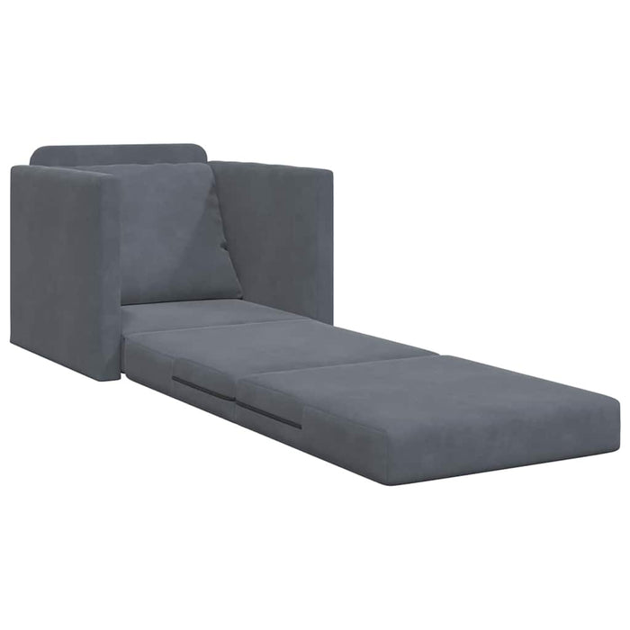 Divano Letto con cuscino Grigio scuro 74 x 77 x 81 cm Velluto 4106613