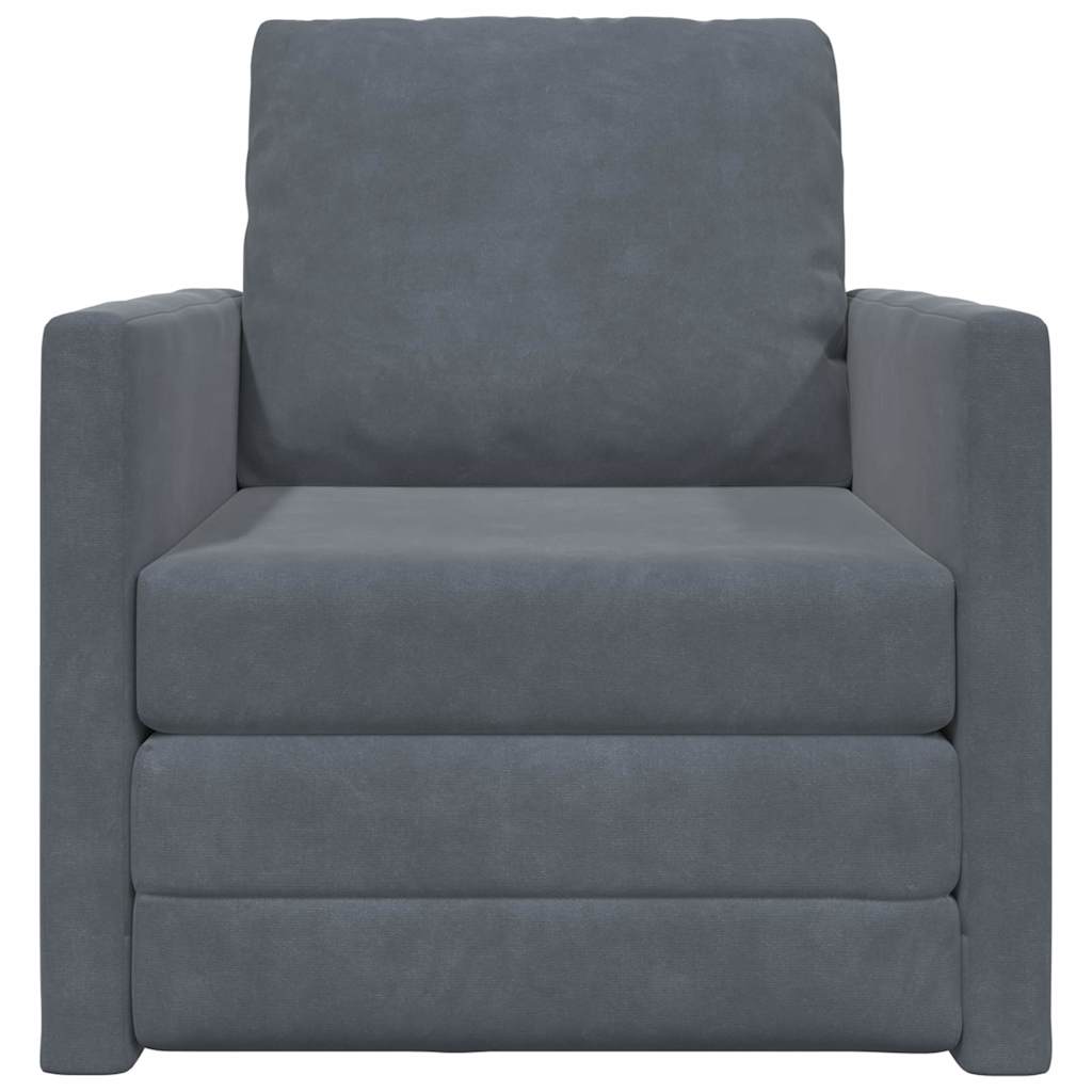 Divano Letto con cuscino Grigio scuro 74 x 77 x 81 cm Velluto 4106613