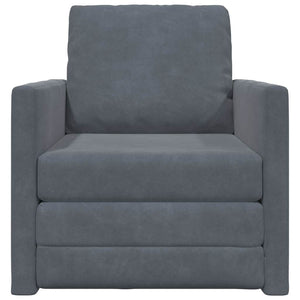 Divano Letto con cuscino Grigio scuro 74 x 77 x 81 cm Velluto 4106613