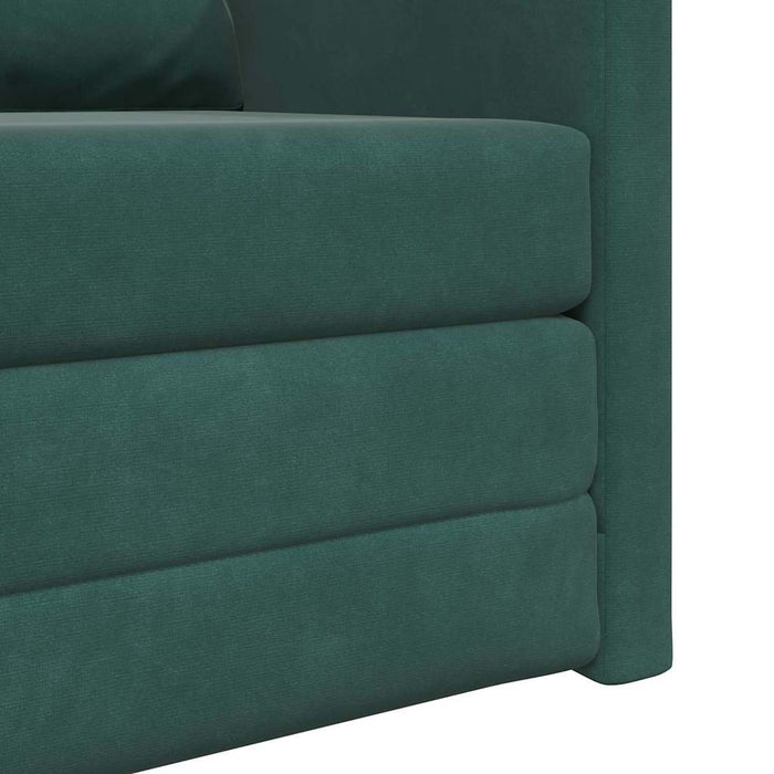 Divano Letto con cuscino Verde scuro 74 x 77 x 81 cm Velluto 4106616