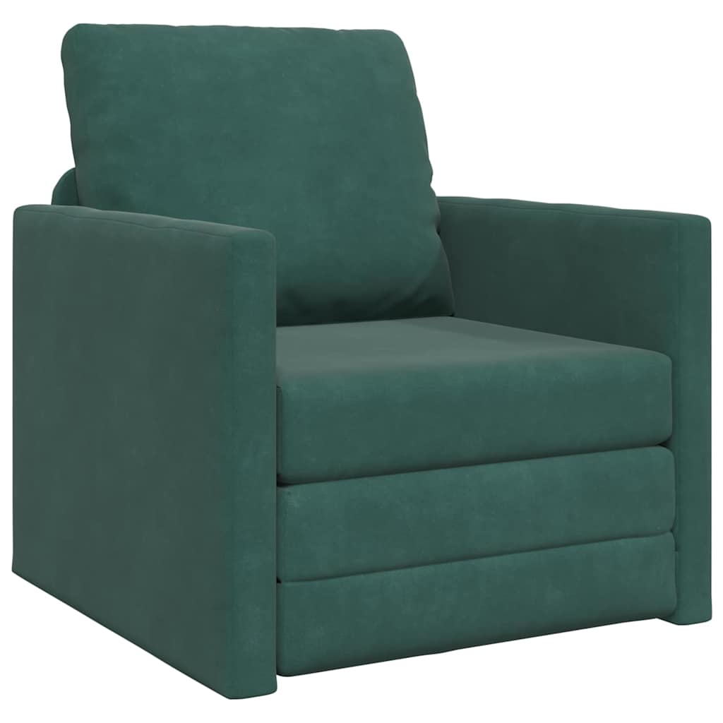 Divano Letto con cuscino Verde scuro 74 x 77 x 81 cm Velluto 4106616