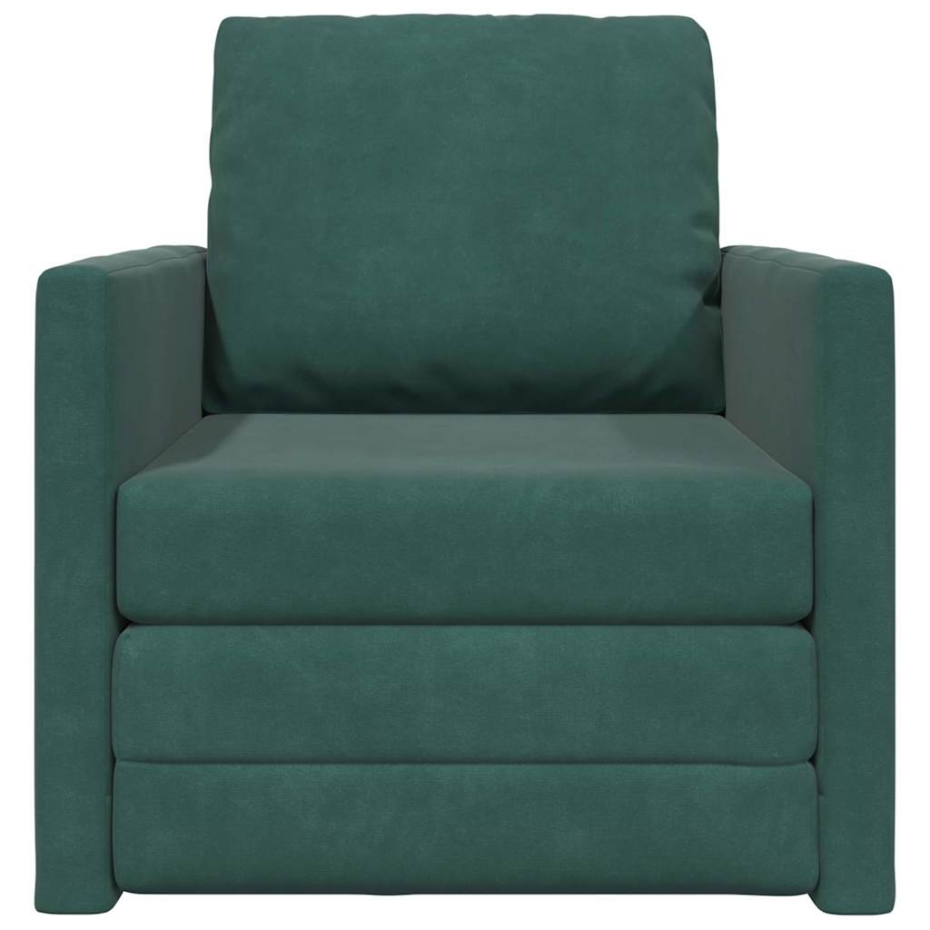 Divano Letto con cuscino Verde scuro 74 x 77 x 81 cm Velluto 4106616