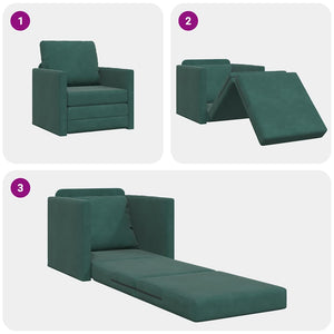 Divano Letto con cuscino Verde scuro 74 x 77 x 81 cm Velluto 4106616