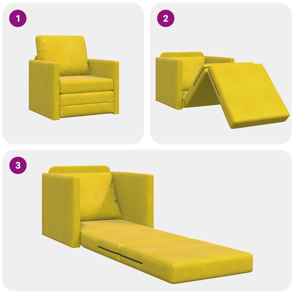 Sofa letto 2-in-1  Giallo scuro 74x77x81 cm in velluto 4106618