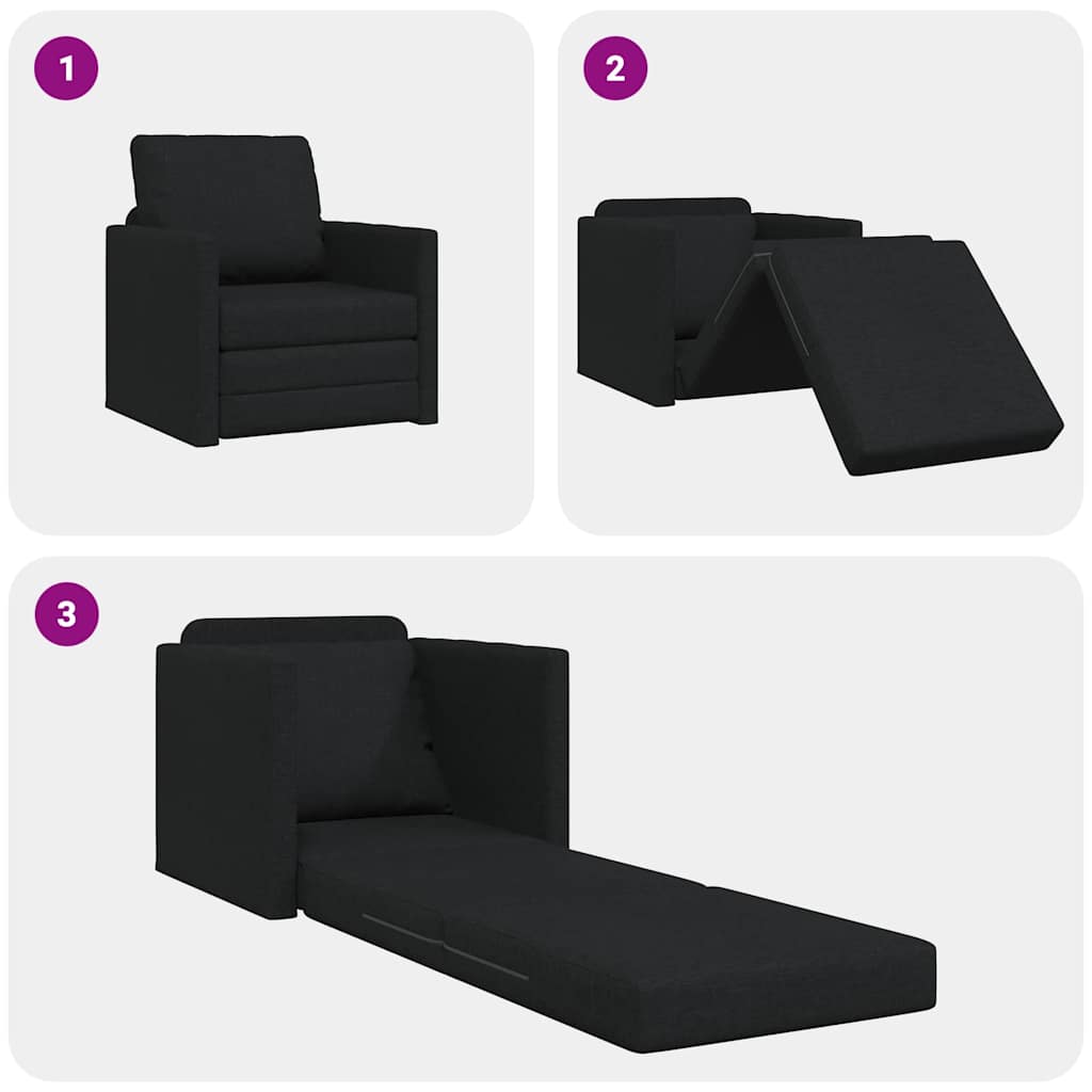 Divano Letto con cuscino Nero 74 x 77 x 81 cm Tessuto 4106623