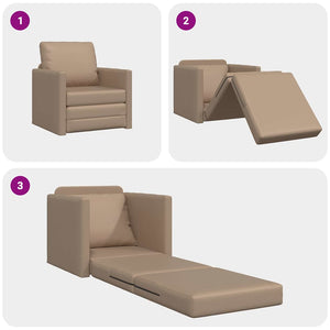 Divano Letto a Terra Cappuccino 74 x 77 x 81 cm Pelle sintetica 4106634