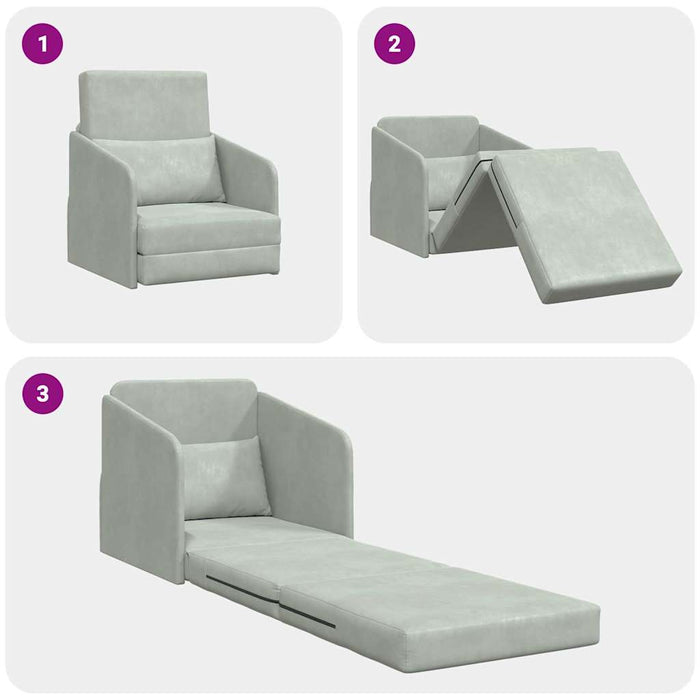 Divano letto Grigio chiaro 65 x 80 x 83 cm Velluto 4106648
